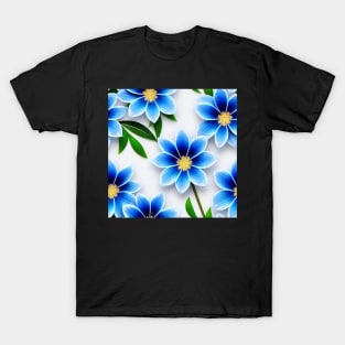 Just a Blue Flower Pattern 2 - Elegant and Sophisticated Design for Home Decor T-Shirt